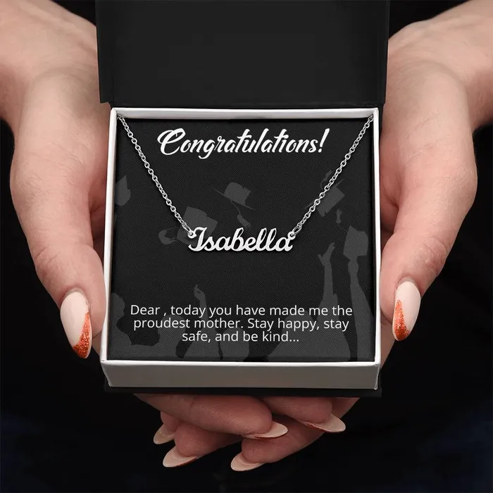 Congratulations From Mother to Daughter Message Card Custom Name Necklace ShineOn Fulfillment Necklaces