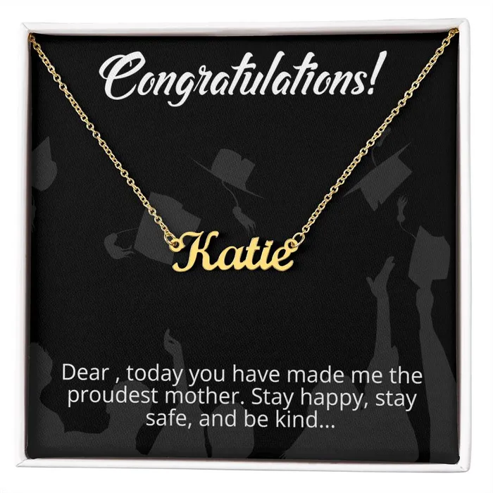 Congratulations From Mother to Daughter Message Card Custom Name Necklace ShineOn Fulfillment Necklaces