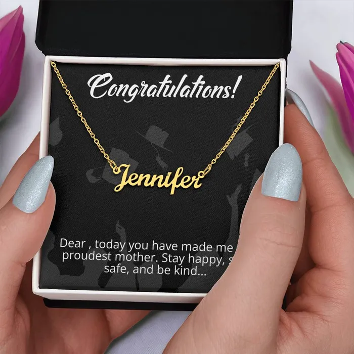 Congratulations From Mother to Daughter Message Card Custom Name Necklace ShineOn Fulfillment Necklaces