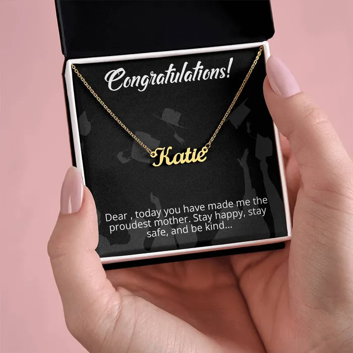 Congratulations From Mother to Daughter Message Card Custom Name Necklace ShineOn Fulfillment Necklaces