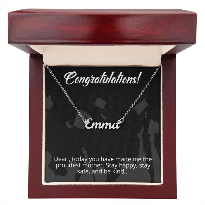 Congratulations From Mother to Daughter Message Card Custom Name Necklace ShineOn Fulfillment Necklaces
