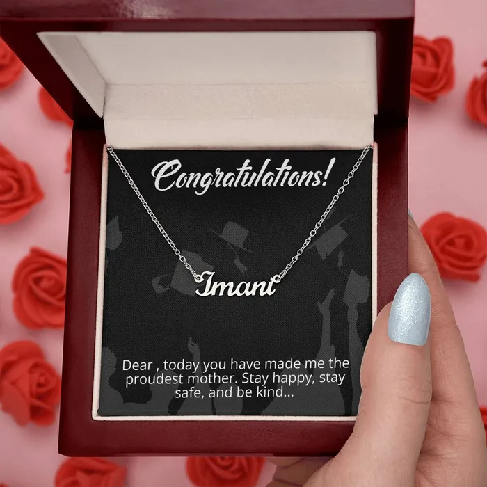 Congratulations From Mother to Daughter Message Card Custom Name Necklace ShineOn Fulfillment Necklaces