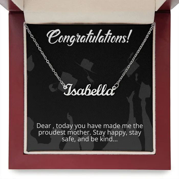 Congratulations From Mother to Daughter Message Card Custom Name Necklace ShineOn Fulfillment Necklaces