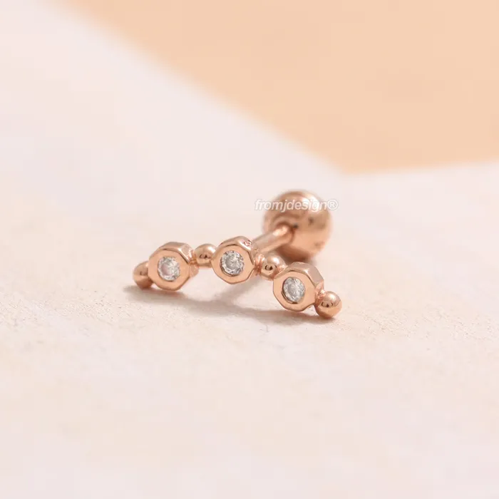 CZ Triple Circle Ear Piercing from J Shop Earrings