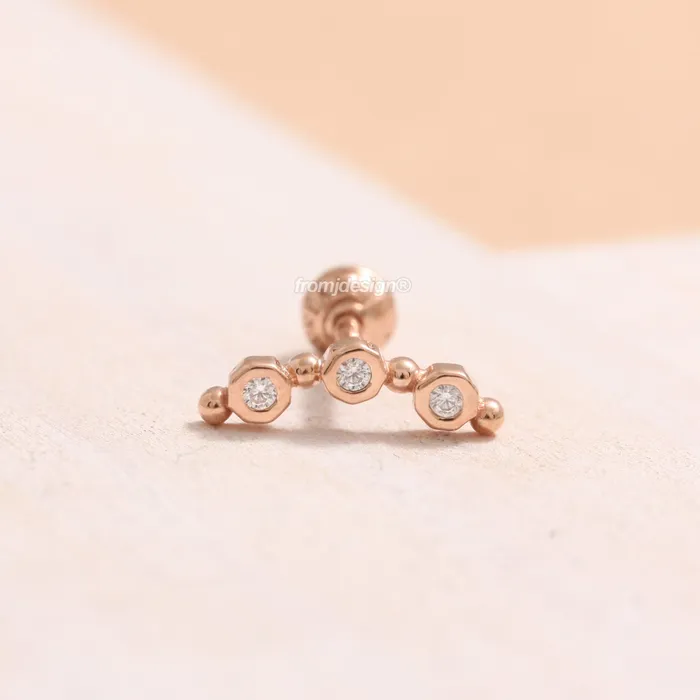 CZ Triple Circle Ear Piercing from J Shop Earrings