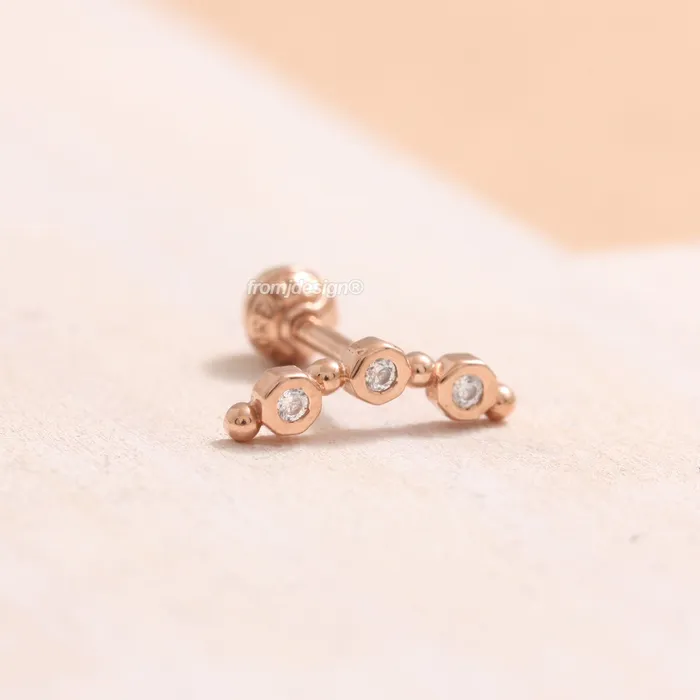 CZ Triple Circle Ear Piercing from J Shop Earrings