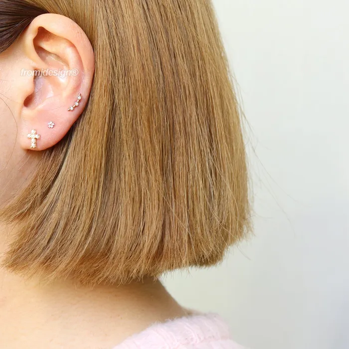 CZ Triple Circle Ear Piercing from J Shop Earrings