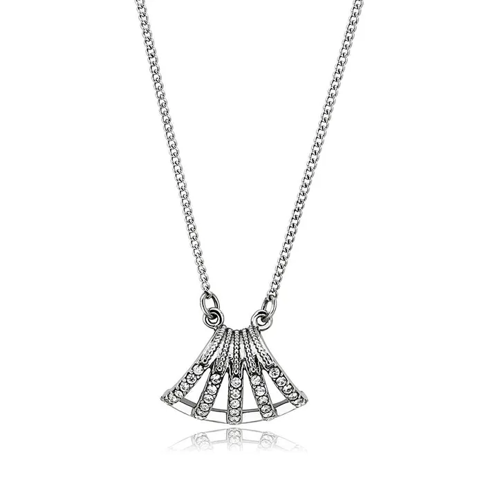 DA380 High polished no plating Stainless Steel Chain Pendant with AAA Grade CZ in Clear Alamode Necklaces DA380 High polished no plating Stainless Steel Chain Pendant with AAA Grade CZ in Clear Alamode Necklaces