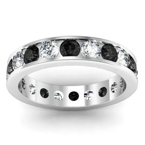 deBebians Channel Set Eternity Ring with Round White and Black Diamonds Rings deBebians Channel Set Eternity Ring with Round White and Black Diamonds Rings