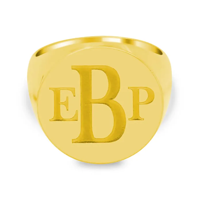 deBebians Mens Round Signet Ring Extra Large Laser Engraved Roman Monogram Rings deBebians Mens Round Signet Ring Extra Large Laser Engraved Roman Monogram Rings