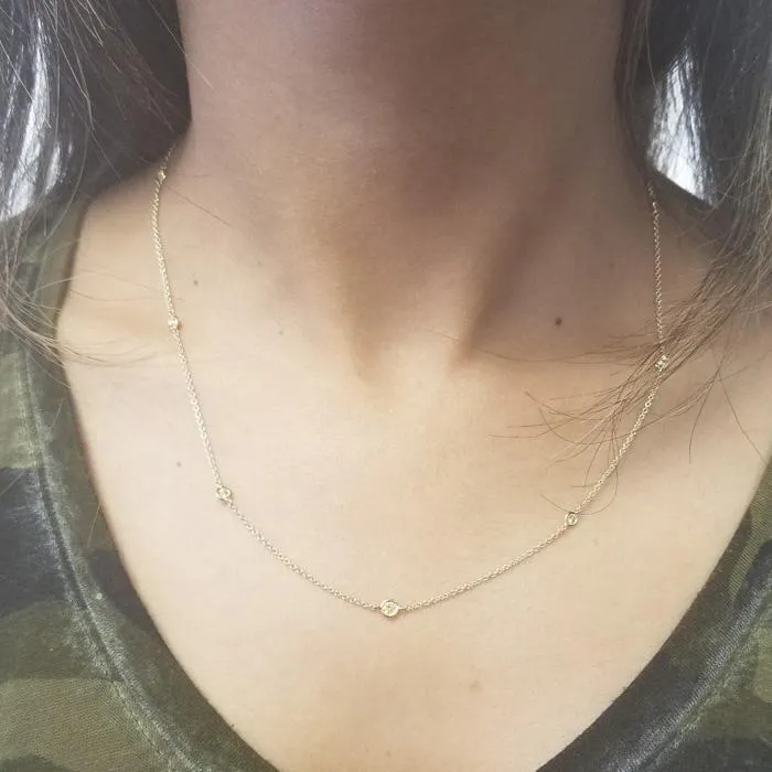 deBebians Necklaces 050cttw 16 Fancy Yellow Diamond Station Necklace with Nine Stones