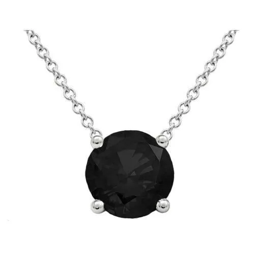 deBebians Necklaces Black Diamond Solitaire Pendant Necklace
