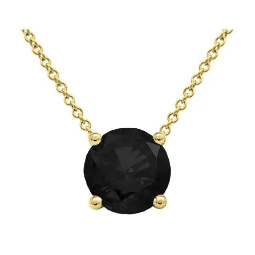 deBebians Necklaces Black Diamond Solitaire Pendant Necklace