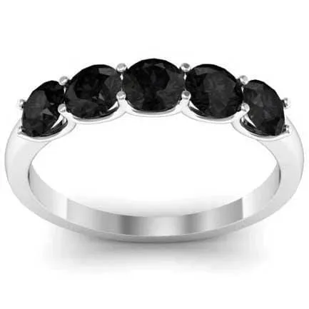 deBebians Rings 100cttw U Prong Black Diamond 5 Stone Wedding Ring