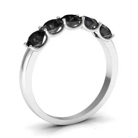 deBebians Rings 100cttw U Prong Black Diamond 5 Stone Wedding Ring