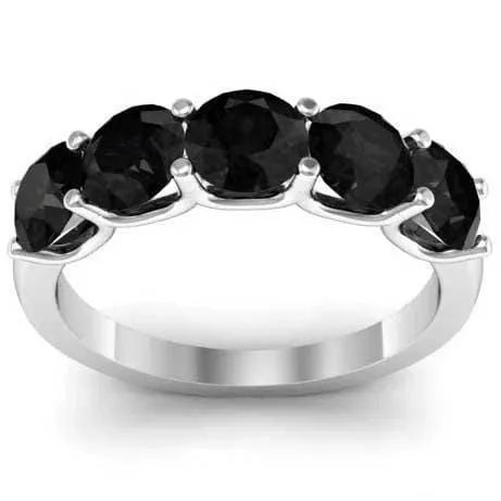 deBebians Rings 200cttw U Prong Black Diamond 5 Stone Band