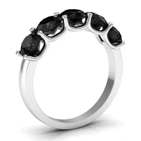 deBebians Rings 200cttw U Prong Black Diamond 5 Stone Band
