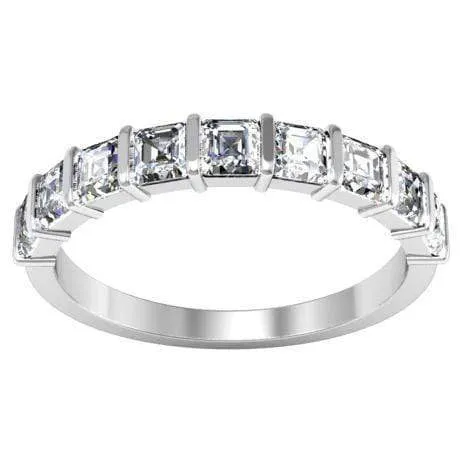deBebians Rings Nine Diamond Ring with Bar Set Asscher