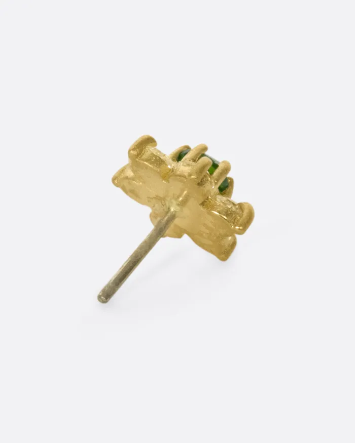 Diamond and Chrome Diopside Flower Threadless Stud Earring NEW YORK ADORNED Earrings Diamond and Chrome Diopside Flower Threadless Stud Earring NEW YORK ADORNED Earrings
