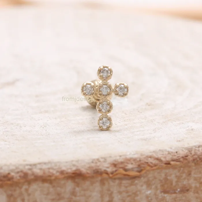 Diamond Cross Ear Piercing from J Shop Earrings