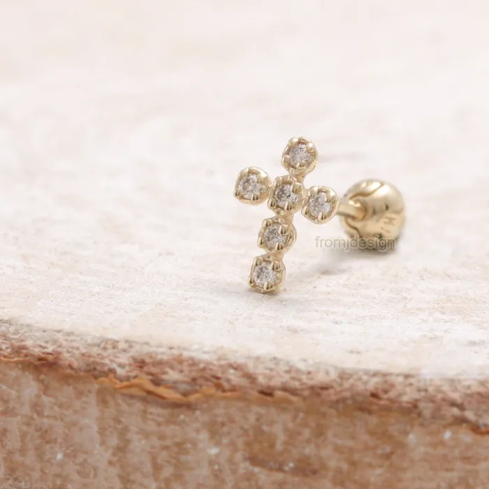 Diamond Cross Ear Piercing from J Shop Earrings