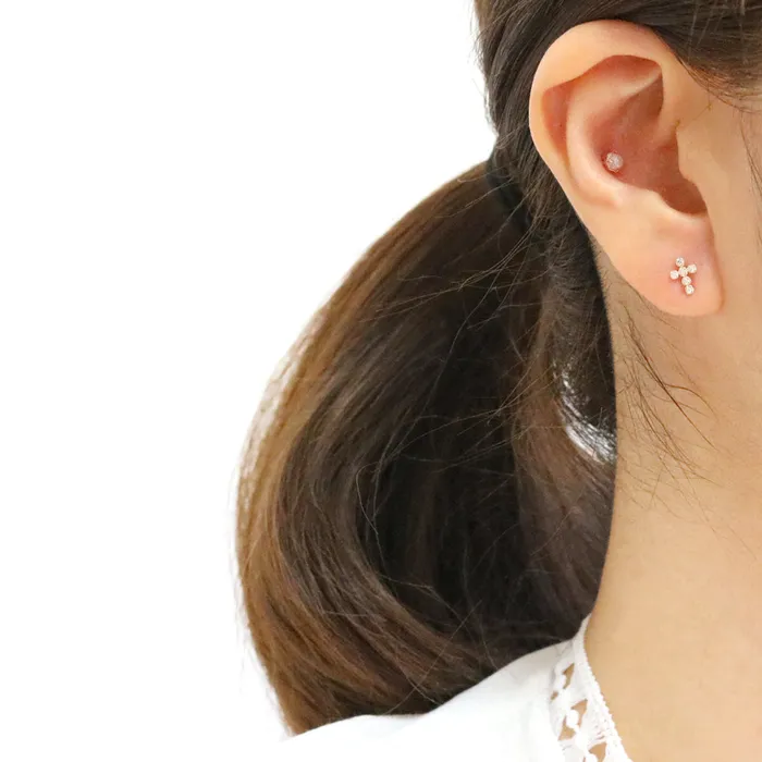 Diamond Cross Ear Piercing from J Shop Earrings