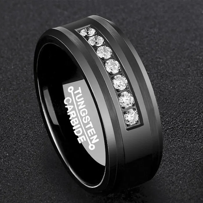 Divine Inspiration Styles ATOP Design Mens Fashion Stylish Black Tungsten Luxury Statement Ring Rings