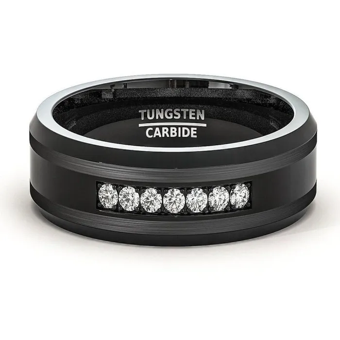 Divine Inspiration Styles ATOP Design Mens Fashion Stylish Black Tungsten Luxury Statement Ring Rings