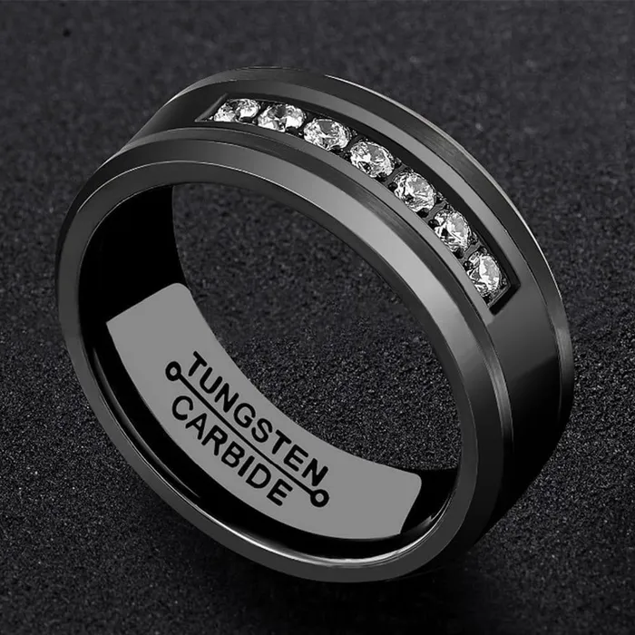 Divine Inspiration Styles ATOP Design Mens Fashion Stylish Black Tungsten Luxury Statement Ring Rings