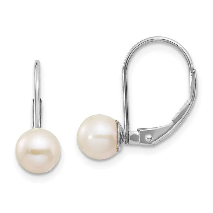 Earrings 14k White Gold 665mm Pearl Leverback Earring Mounting Jewelry
