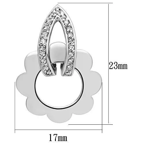 Earrings Alamode 3W302 Rhodium Brass Earrings with AAA Grade CZ in Clear