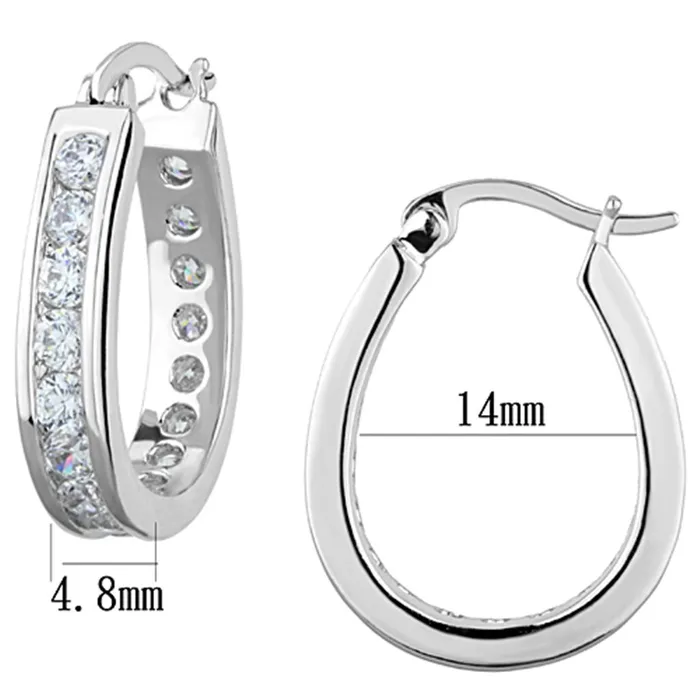 Earrings Alamode 3W625 Rhodium Brass Earrings with AAA Grade CZ in Clear