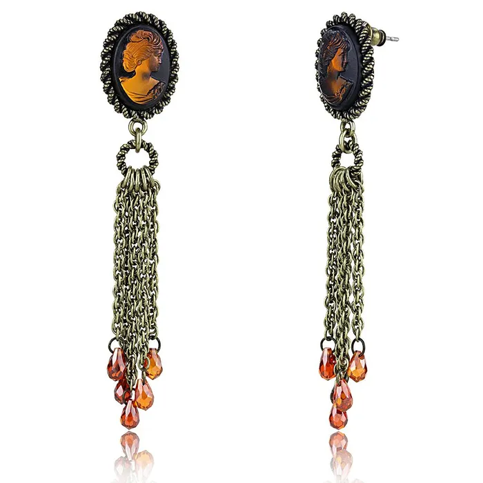 Earrings Alamode LO4185 Antique Copper Brass Earrings with Synthetic Synthetic Stone in Smoked Quartz Earrings Alamode LO4185 Antique Copper Brass Earrings with Synthetic Synthetic Stone in Smoked Quartz