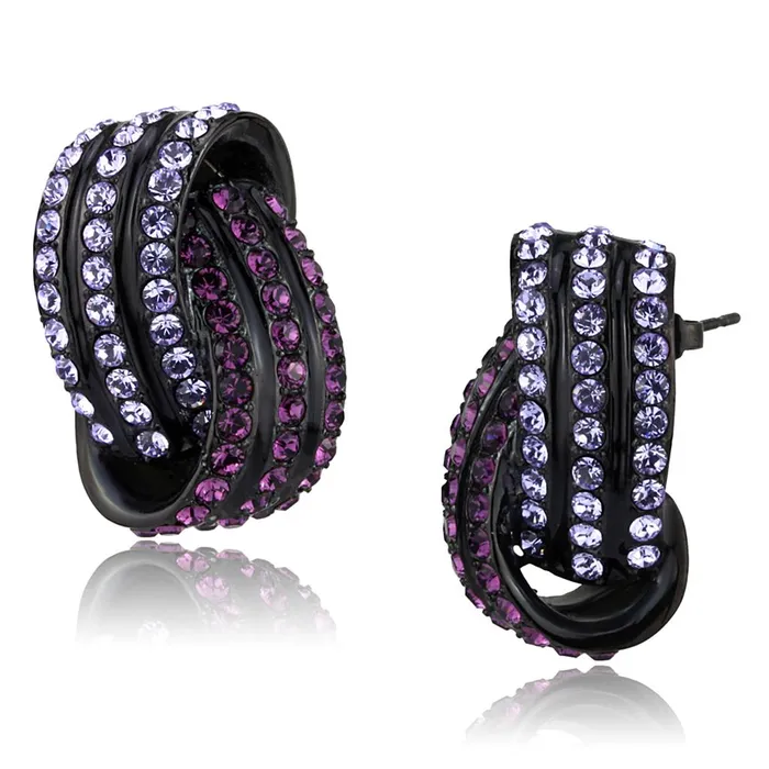 Earrings Alamode TK2269 IP BlackIon Plating Stainless Steel Earrings with Top Grade Crystal in Multi Color Earrings Alamode TK2269 IP BlackIon Plating Stainless Steel Earrings with Top Grade Crystal in Multi Color