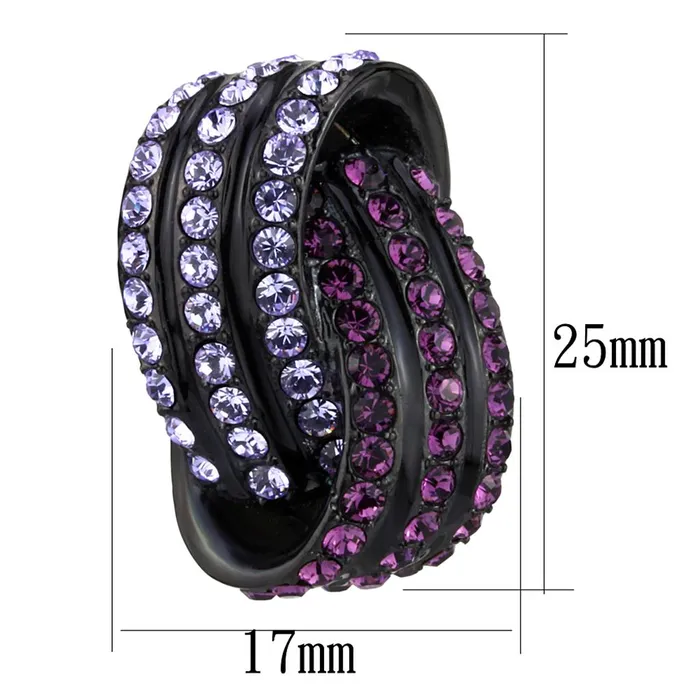 Earrings Alamode TK2269 IP BlackIon Plating Stainless Steel Earrings with Top Grade Crystal in Multi Color