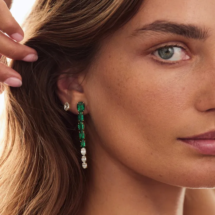Earrings Anita Ko OVAL SHAPE EMERALD AND DIAMOND DROP EARRINGS Earrings Anita Ko OVAL SHAPE EMERALD AND DIAMOND DROP EARRINGS