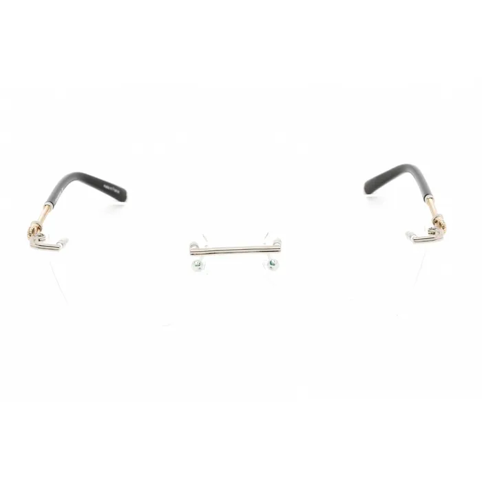 Earrings Charriol Charriol Mens Eyeglasses Shiny SilverGold Metal Cat Eye Shape Frame PC71047 C02