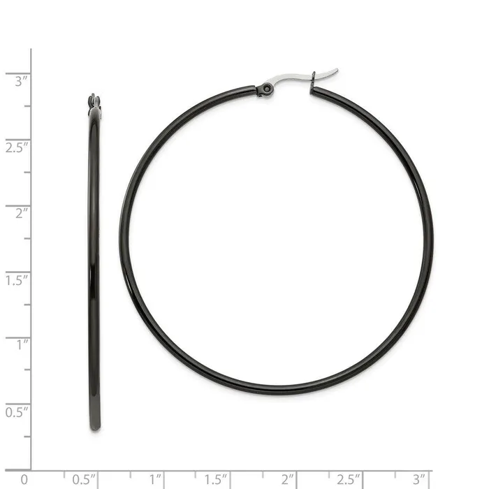 Earrings Chisel Stainless Steel Black IP plated 60mm Hoop Earrings Earrings Chisel Stainless Steel Black IP plated 60mm Hoop Earrings