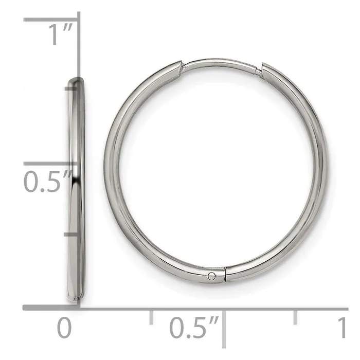Earrings Chisel Stainless Steel Polished 16mm Hinged Hoop Earrings Earrings Chisel Stainless Steel Polished 16mm Hinged Hoop Earrings
