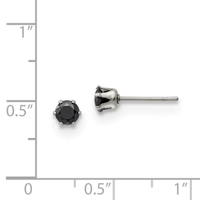 Earrings Chisel Stainless Steel Polished 4mm Black Round CZ Stud Post Earrings Earrings Chisel Stainless Steel Polished 4mm Black Round CZ Stud Post Earrings