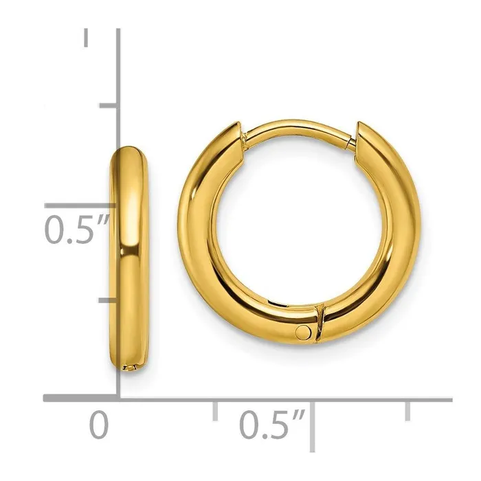Earrings Chisel Stainless Steel Polished Yellow IPplated 25mm Hinged Hoop Earrings Earrings Chisel Stainless Steel Polished Yellow IPplated 25mm Hinged Hoop Earrings