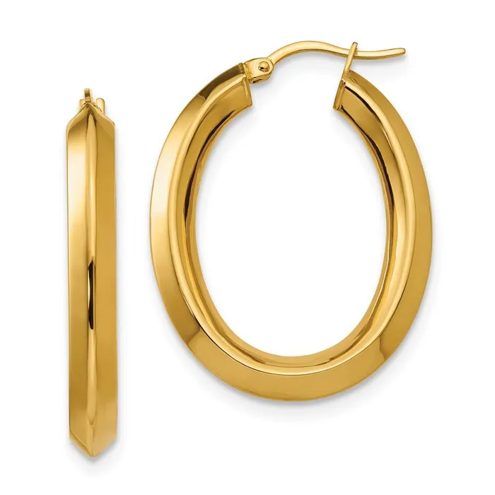 Earrings Chisel Stainless Steel Yellow IPplated Knife Edge Hollow Oval Hoop Earrings Earrings Chisel Stainless Steel Yellow IPplated Knife Edge Hollow Oval Hoop Earrings