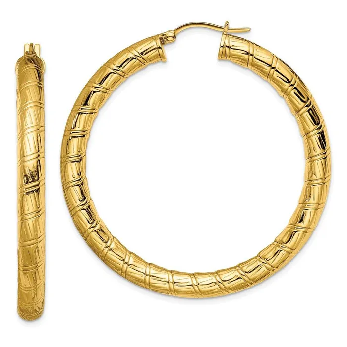 Earrings Chisel Stainless Steel Yellow IPplated Textured Hollow Hoop Earrings Earrings Chisel Stainless Steel Yellow IPplated Textured Hollow Hoop Earrings