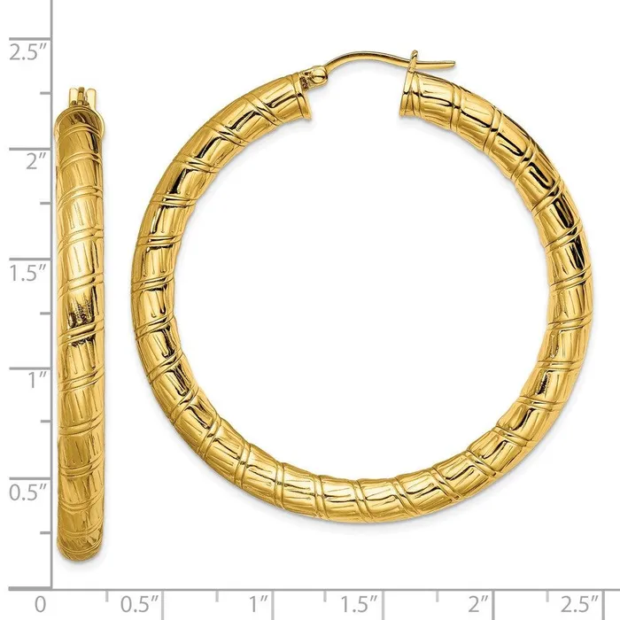 Earrings Chisel Stainless Steel Yellow IPplated Textured Hollow Hoop Earrings Earrings Chisel Stainless Steel Yellow IPplated Textured Hollow Hoop Earrings