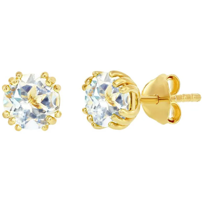 Earrings Classic Classic Womens Earrings Gold Plated April Birthstone Round Shape 6mm Stud D8277 Earrings Classic Classic Womens Earrings Gold Plated April Birthstone Round Shape 6mm Stud D8277