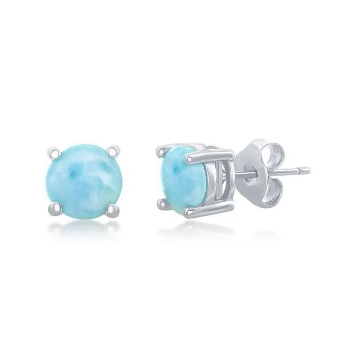 Earrings Classic Sterling Silver 6mm Larimar Stud Earrings