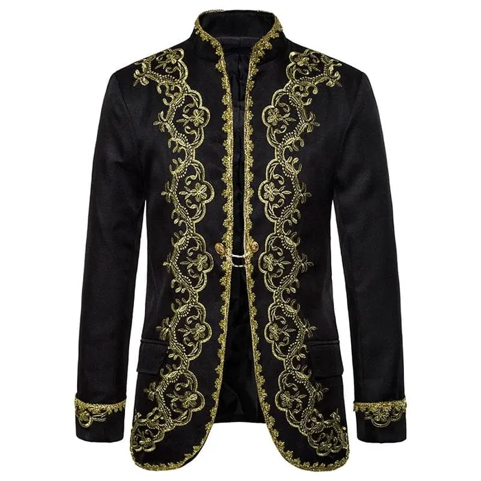 Earrings Divine Inspiration Styles KINGSTON SUITS Mens Fashion Red Gold Embroidery Regal Palace Style Blazer Jacket Matching Vest