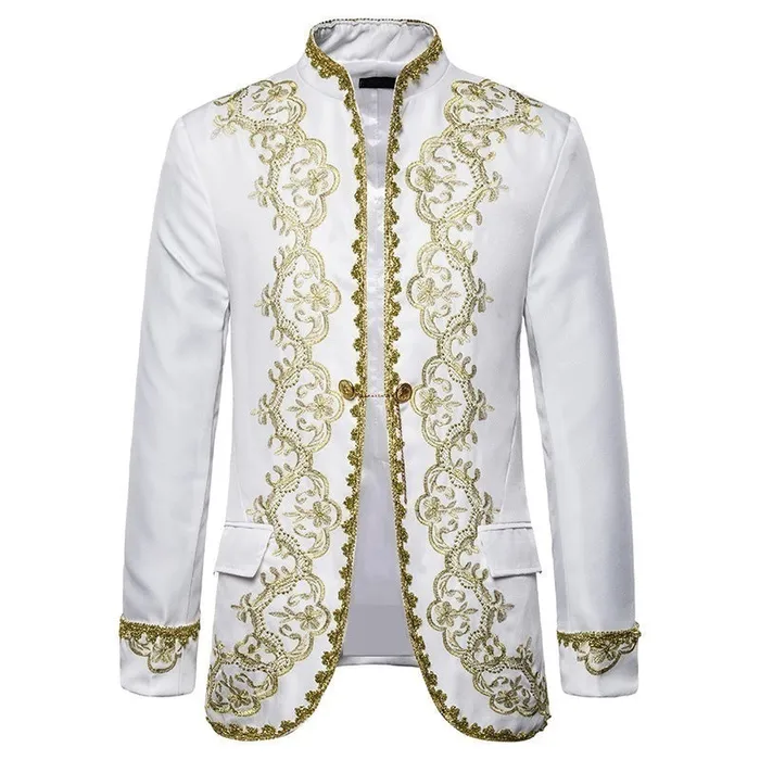 Earrings Divine Inspiration Styles KINGSTON SUITS Mens Fashion Red Gold Embroidery Regal Palace Style Blazer Jacket Matching Vest