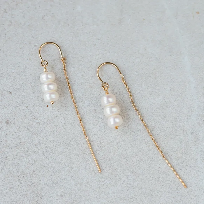 Earrings Earthly Abundance Jewelrymanual Threader freshwater pearl