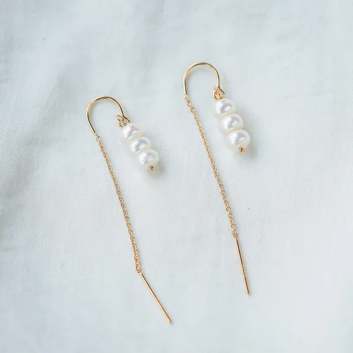 Earrings Earthly Abundance Jewelrymanual Threader freshwater pearl